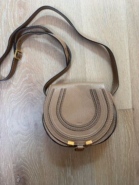 Chloe Tan Leather Marcie Small Saddle Crossbody